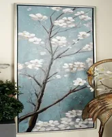 Rosemary Lane Canvas Cherry Blossom Floral Framed Wall Art with Silver-Tone Frame Set of 2, 20" x 59"