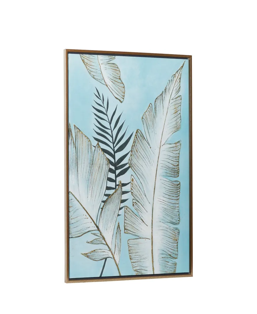 Rosemary Lane Canvas Tropical Leaf Framed Wall Art with Gold-Tone Frame, 30" x 1" x 40"