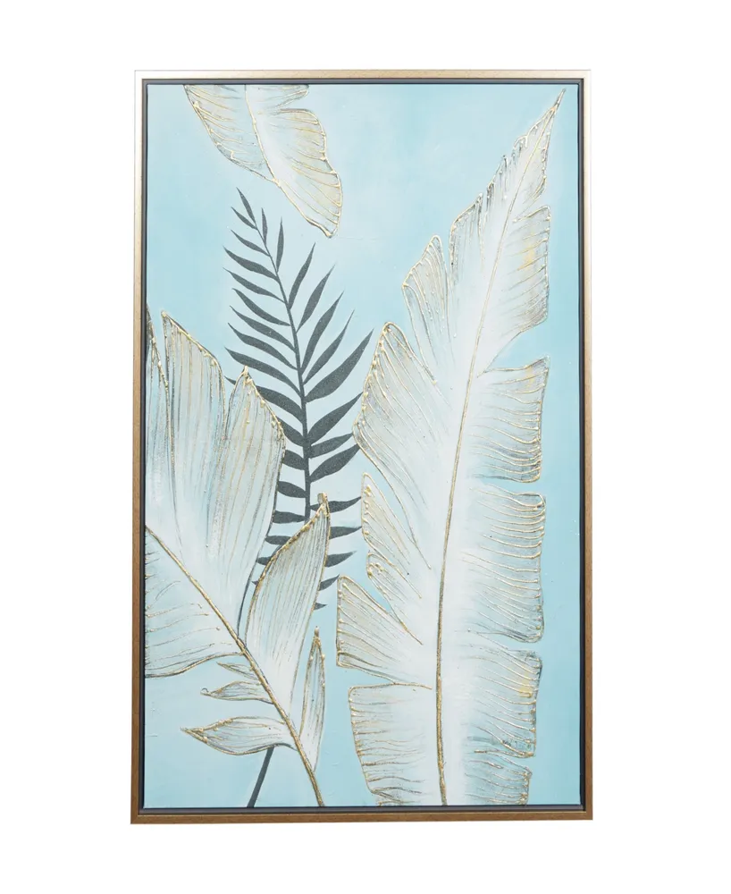 Rosemary Lane Canvas Tropical Leaf Framed Wall Art with Gold-Tone Frame, 30" x 1" x 40"