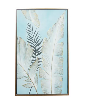 Rosemary Lane Canvas Tropical Leaf Framed Wall Art with Gold-Tone Frame, 30" x 1" x 40"