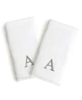 Linum Home Bookman Gray Font Monogrammed Luxury 100% Turkish Cotton Novelty 2-Piece Hand Towels, 16" x 30"