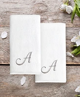 Linum Home Gray Font Monogrammed Luxury 100% Turkish Cotton Novelty 2-Piece Hand Towels, 16" x 30"