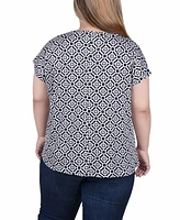 Ny Collection Plus Size Extended Sleeve Top with Grommets