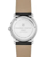 Frederique Constant Men's Swiss Classics Business Timer Black Leather Strap Watch 40mm