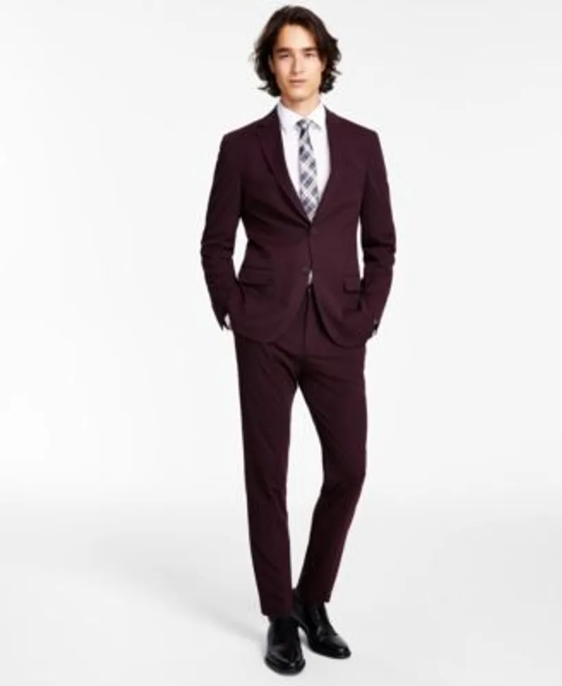 Calvin Klein Mens Slim Fit Stretch Solid Knit Suit Separates