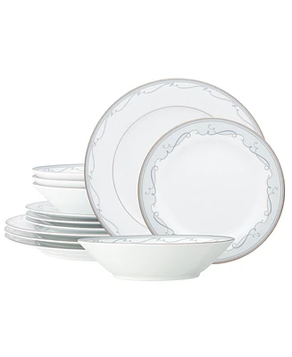 Noritake Satin Flourish 12 Piece Set, Service for 4