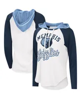 Women's G-iii 4Her by Carl Banks White Memphis Grizzlies Mvp Raglan Hoodie Long Sleeve T-shirt