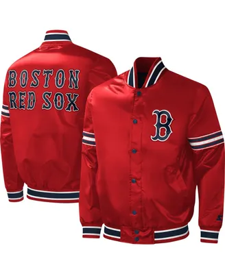 Men's Starter Red Boston Red Sox Midfield Satin Full-Snap Varsity Jacket