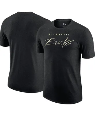 Men's Nike Heather Black Milwaukee Bucks Courtside Versus Flight Max90 T-shirt