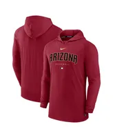 Men's Nike Heather Red Arizona Diamondbacks Authentic Collection Early Work Tri-Blend Performance Pullover Hoodie