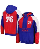 Men's Starter Royal Philadelphia 76ers Body Check Raglan Hoodie Half-Zip Jacket