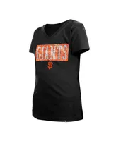 Big Girls New Era Black San Francisco Giants Flip Sequin Team V-Neck T-shirt
