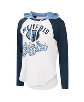 Women's G-iii 4Her by Carl Banks White Memphis Grizzlies Mvp Raglan Hoodie Long Sleeve T-shirt