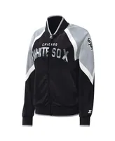 Women's Starter Black Chicago White Sox Touchdown Raglan Full-Zip Track Jacket