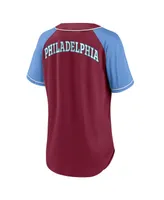 Women's Fanatics Burgundy Philadelphia Phillies Bunt Raglan V-Neck T-shirt