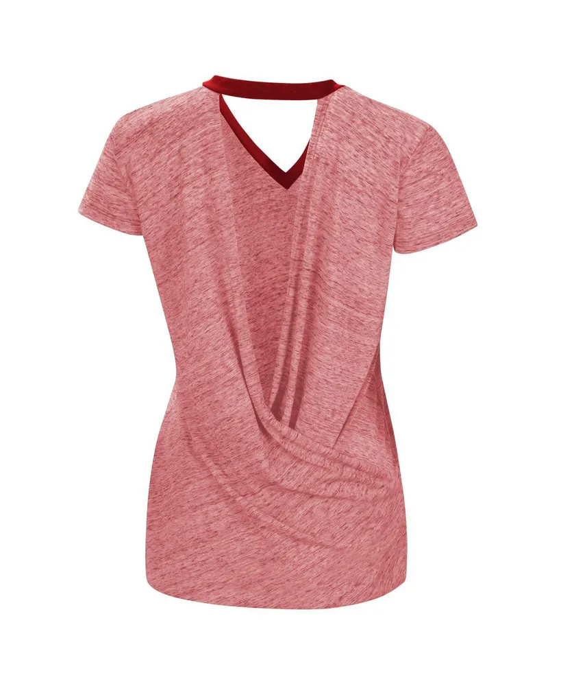 Women's Touch Red Washington Nationals Halftime Back Wrap Top V-Neck T-shirt