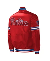 Men's Starter Red Philadelphia Phillies Midfield Satin Full-Snap Varsity Jacket