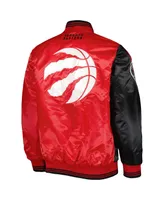 Men's Starter Black, Red Toronto Raptors Fast Break Satin Full-Snap Jacket