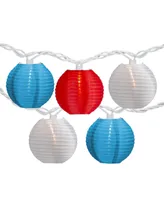 Northlight 10-Count Red White and Blue 4th of July Paper Lantern Lights 8.5' White Wire