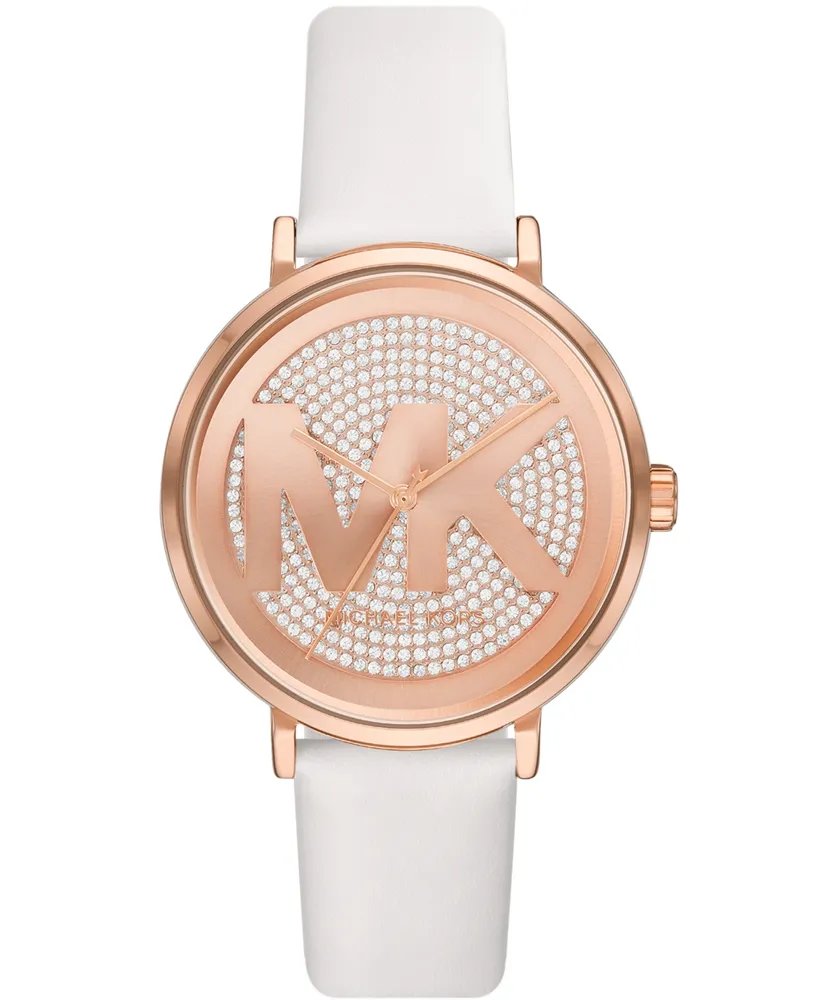 Michael Kors Women's Addyson Quartz Three-Hand White Leather Watch 40mm