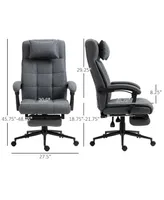 Vinsetto Reclining Office Chair Swivel Chair Footrest Linen-Feel Dark Grey