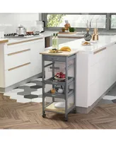 Homcom Mobile Rolling Kitchen Island Trolley Serving Cart w/ Under Drawer, Grey