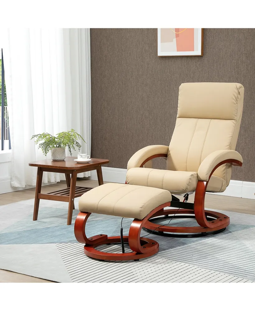 Homcom Recliner Chair with Ottoman, Electric Faux Leather Recliner with 10 Vibration Points and 5 Massage Mode, Reclining Chair with Remote Control