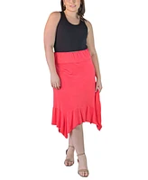24seven Comfort Apparel Plus Elastic Waist Handkerchief Skirt