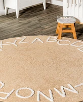 nuLoom Discovery Kids Washable Alphabet 4' x Round Area Rug