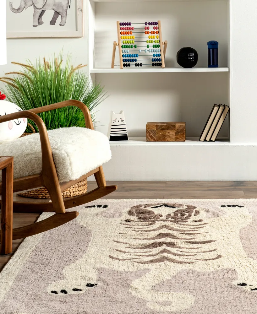 nuLoom Discovery Naima Tiger Washable Kids 3' x 5' Area Rug