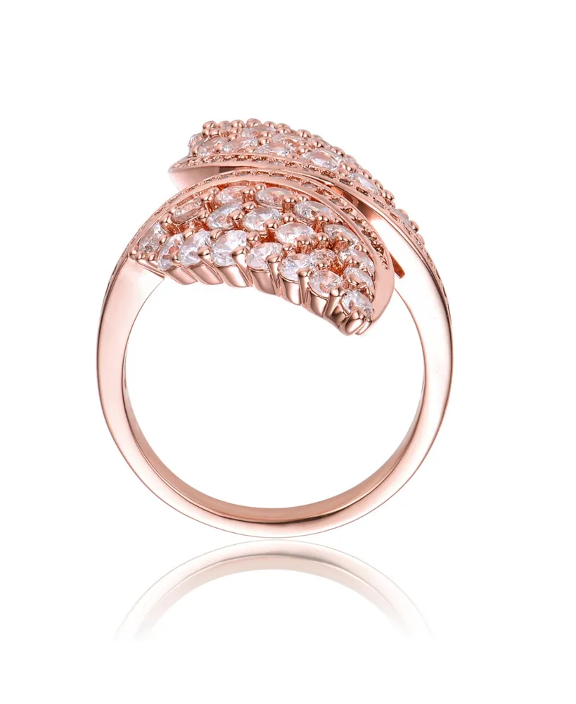 Rachel Glauber Ra 18K Rose Gold Plated Clear Cubic Zirconia Cluster Wing Ring