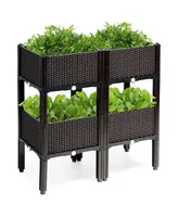 Costway Set of 4 Raised Garden Bed Elevated Flower Vegetable Herb