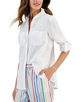 Charter Club Petite 100% Linen Button-Front Shirt, Created for Macy's