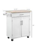 Homcom Kitchen Large Storage Island on 360° Swivel Wheels Cart w/ Drawer