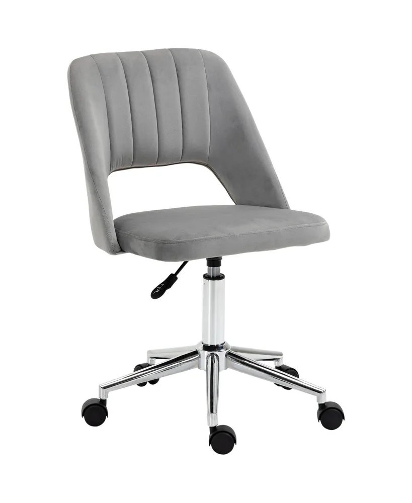 Vinsetto Upholstered Mid-Back Home Office Desk Armless Computer Chair Grey