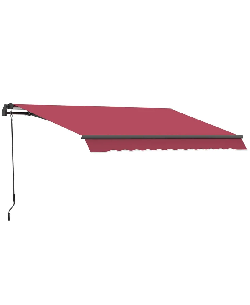 Outsunny 10' x 8' Manual Retractable Awning Sun Shade Shelter for Patio Deck Yard with Uv Protection and Easy Crank Opening, Red