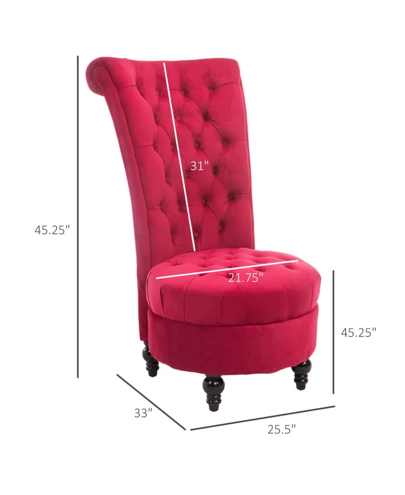 Homcom Retro Button-Tufted Royal Design High Back Armless Chair w/Thick Padding