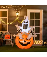 Homcom Inflatable Halloween Pumpkin Yard Decoration Led Light Up for Holiday