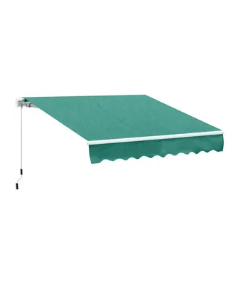 Outsunny 10' x 8' Manual Retractable Sun Shade Patio Awning with Uv Protection and Easy Crank Opening, Green