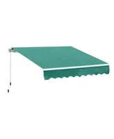 Outsunny 10' x 8' Manual Retractable Sun Shade Patio Awning with Uv Protection and Easy Crank Opening, Green