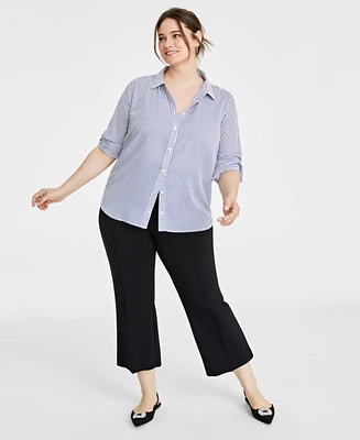 On 34th Trendy Plus Button-Front Crepe Shirt, Created for Macy's
