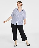 On 34th Trendy Plus Button-Front Crepe Shirt, Created for Macy's