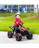 Aosom 12V Kids Atv Quad Car with Forward & Backward Function, Four Wheeler for Kids with Wear-Resistant Wheels, Music, Electric Ride