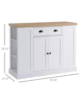 Homcom Freestanding Kitchen Island Storage Serving Cabinet Organizer White