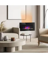 Homcom Electric Wall-Mounted Fireplace with Flame Effect & 7 Color Backgrounds