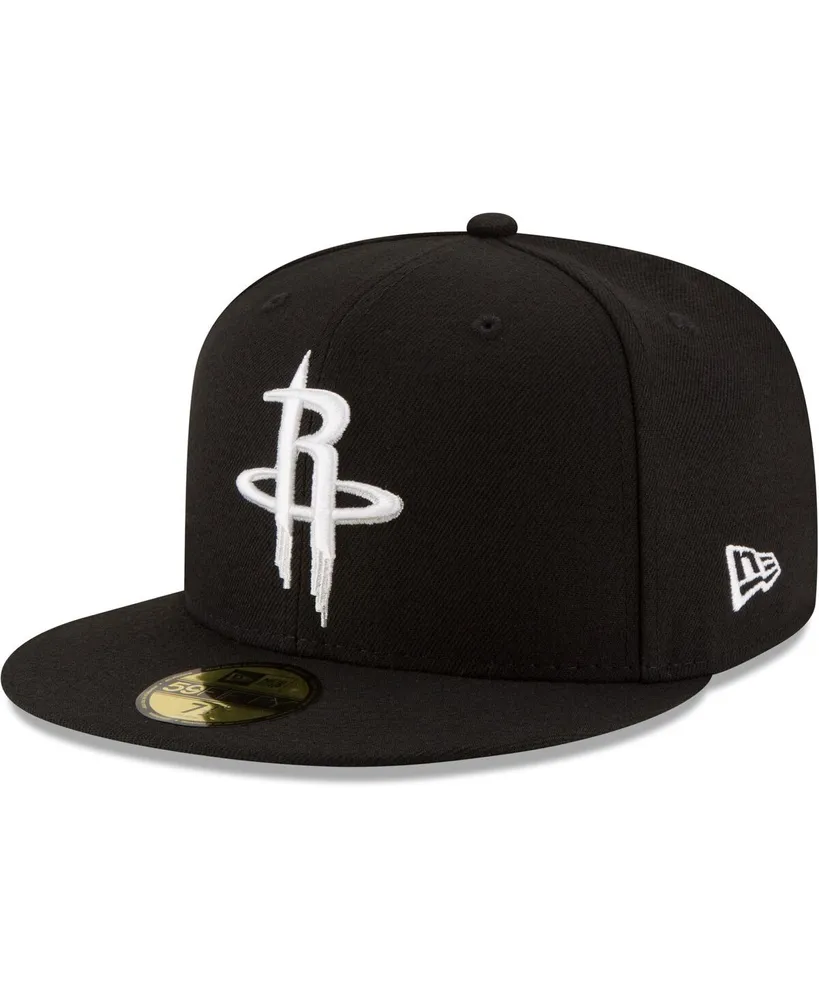 Men's New Era Black Houston Rockets Black and White Logo 59FIFTY Fitted Hat