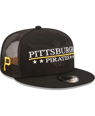 Men's New Era Black Pittsburgh Pirates Patriot Trucker 9FIFTY Snapback Hat