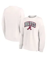 Women's Fanatics Cream Atlanta Braves Leopard Pullover Sweatshirt