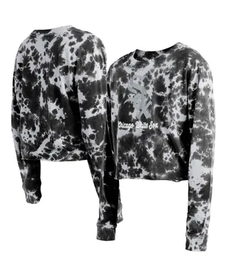 Women's New Era Black Chicago White Sox Tie-Dye Cropped Long Sleeve T-shirt