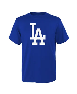 Big Boys and Girls Royal Los Angeles Dodgers Logo Primary Team T-shirt